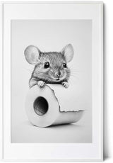 Paul Sinus Poster/Leinwandbild/Rahmenoption Lustiges Mausbild – Witzige Klo-Deko fürs Gäste-WC – Perfekt für Tierfreunde