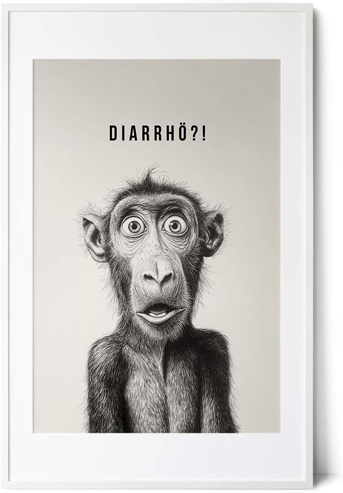 Paul Sinus Poster/Leinwandbild/Rahmenoption Lustiges Affenbild – Witzige Klo-Deko fürs Gäste-WC – Perfekt für Humorvolle