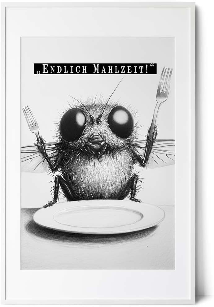 Paul Sinus Poster/Leinwandbild/Rahmenoption Lustiges Fliegenbild – Witzige Klo-Deko fürs Gäste-WC – Perfekt für Humorvolle