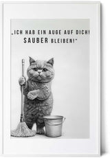 Paul Sinus Poster/Leinwandbild/Rahmenoption Lustiges Katzenbild – Freche Klo-Deko für dein Gäste-WC – Perfekt für Sauberkeitsfans