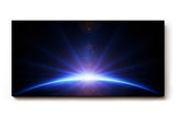 Sinus Art Wandbild 120x80cm Atemberaubendes Weltraumbild mit Lichtstrahlen über dem Planetenrand