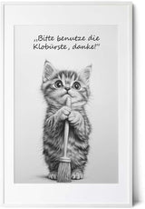 Paul Sinus Poster/Leinwandbild/Rahmenoption Lustiges Katzenbild – Niedliche Klo-Deko fürs Gäste-WC – Perfekt für Sauberkeitsfans
