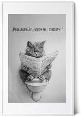 Paul Sinus Poster/Leinwandbild/Rahmenoption Lustiges Katzenbild – Freche Klo-Deko fürs Gäste-WC – Perfekt für Humorvolle
