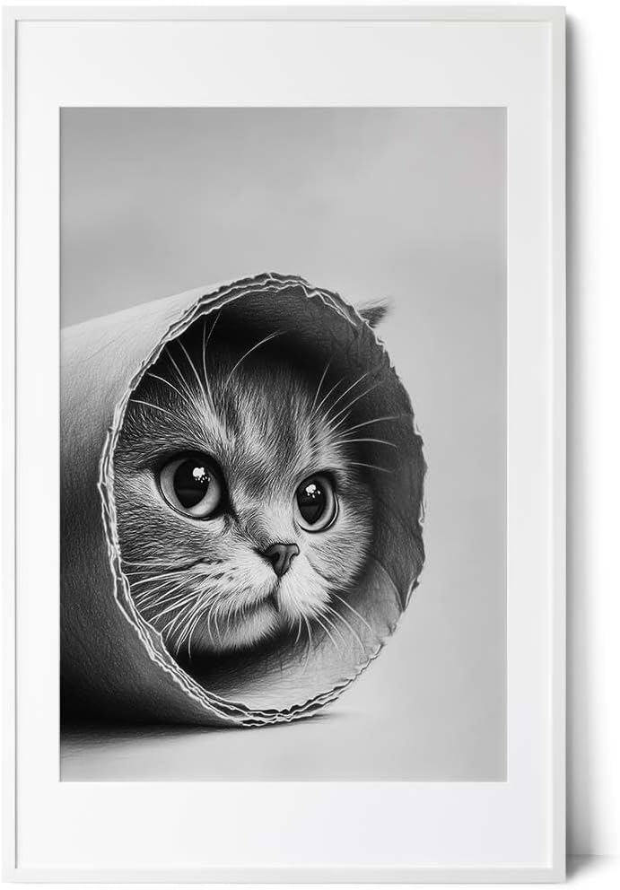Paul Sinus Poster/Leinwandbild/Rahmenoption Lustiges Katzenbild – Süße Klo-Deko für dein Badezimmer – Perfekt fürs Gäste-WC