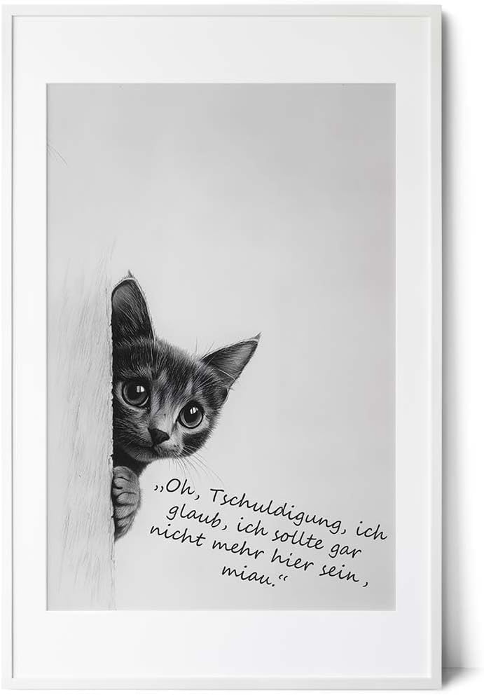 Paul Sinus Poster/Leinwandbild/Rahmenoption Lustiges Katzenbild – Witzige Klo-Deko fürs Gäste-WC – Perfekt für Humorvolle