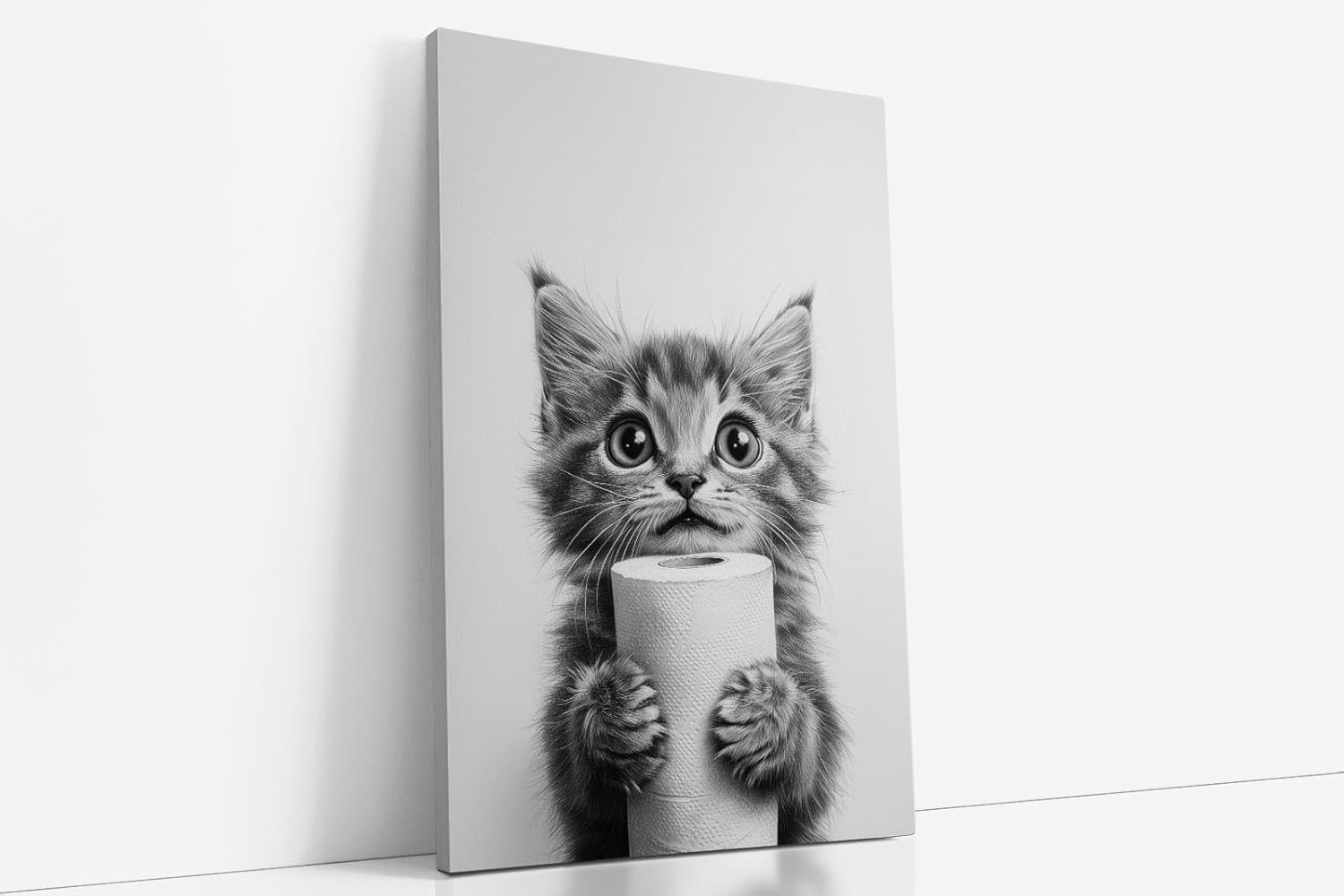 Paul Sinus Poster/Leinwandbild/Rahmenoption Lustiges Katzenbild – Niedliche Klo-Deko fürs Gäste-WC – Perfekt für Humorvolle