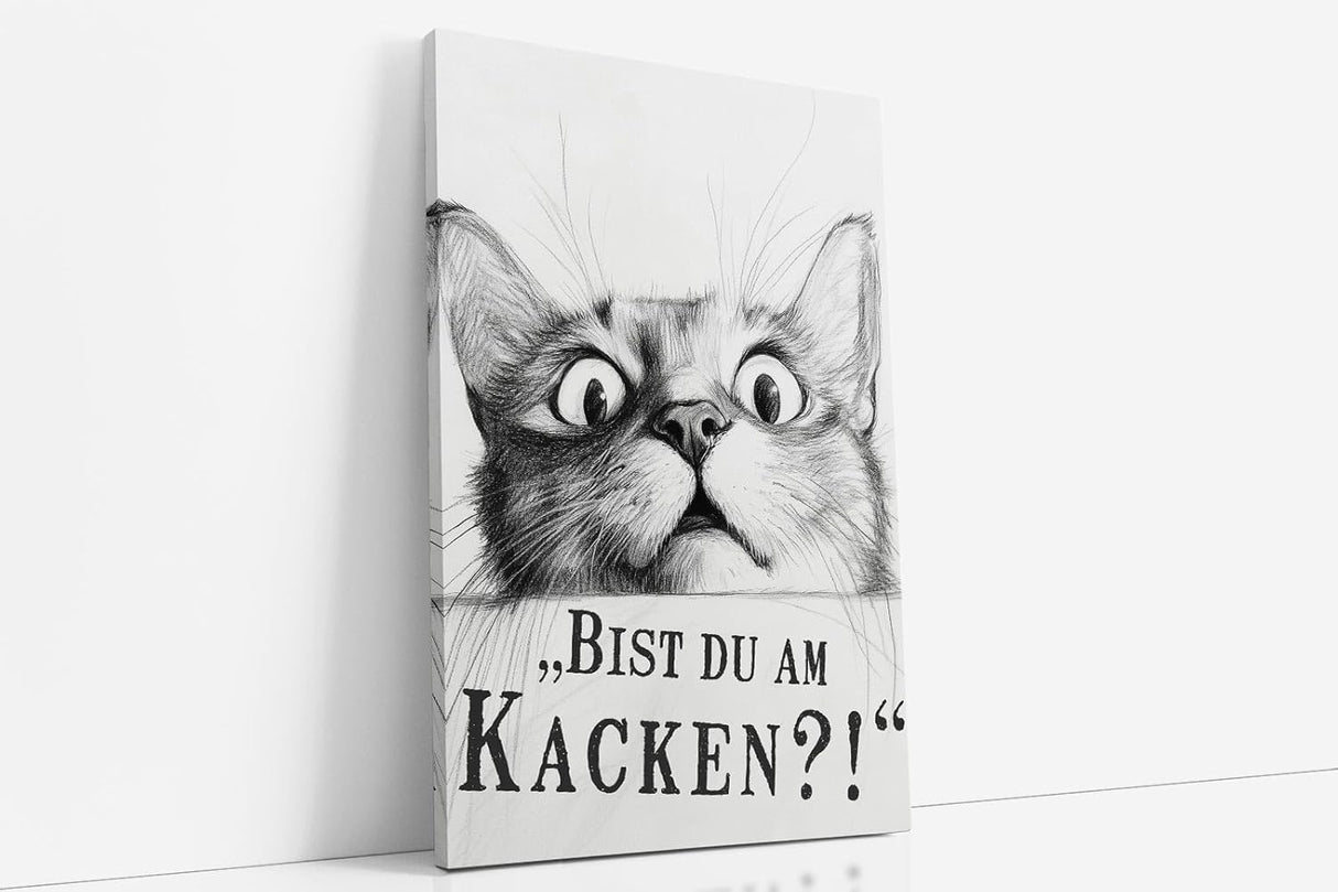 Paul Sinus Poster/Leinwandbild/Rahmenoption Lustiges Katzenbild – Freche Klo-Deko fürs Gäste-WC – Perfekt für Humorvolle