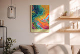 Paul Sinus Wandbild in 40x60cm The Color Storm – Abstrakte Farbwelle in kräftigen Blau-, Orange-, Pinkund Grüntönen