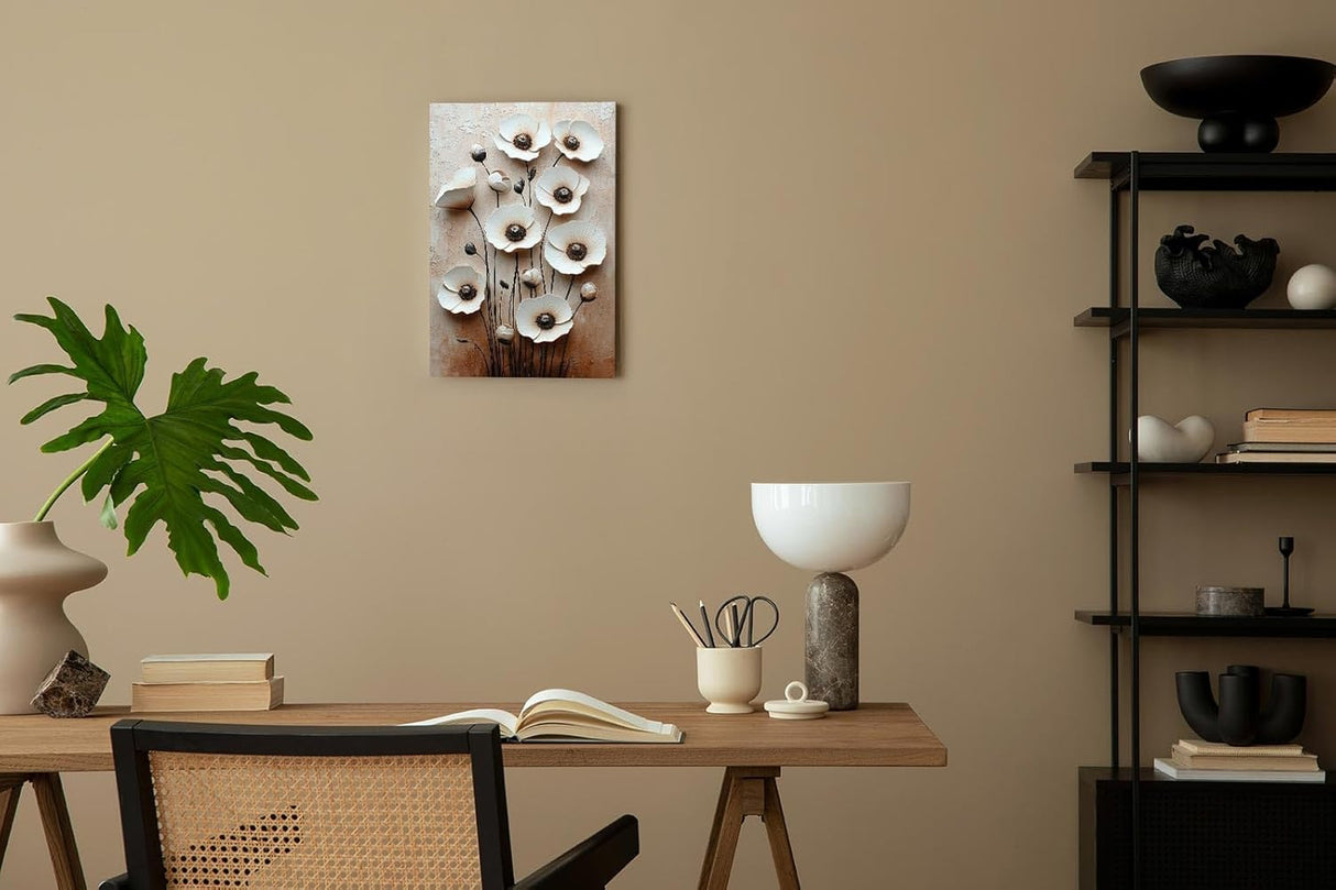 Paul Sinus 60x90cm Wandbild Floral Elegance – Stilvolle Blütenpracht in plastischer Anmutung auf Leinwand Holzrahmen