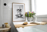 Paul Sinus Poster/Leinwandbild/Rahmenoption – Cooler Frosch mit Klopapierhut – Lustige WC-Deko für dein Badezimmer