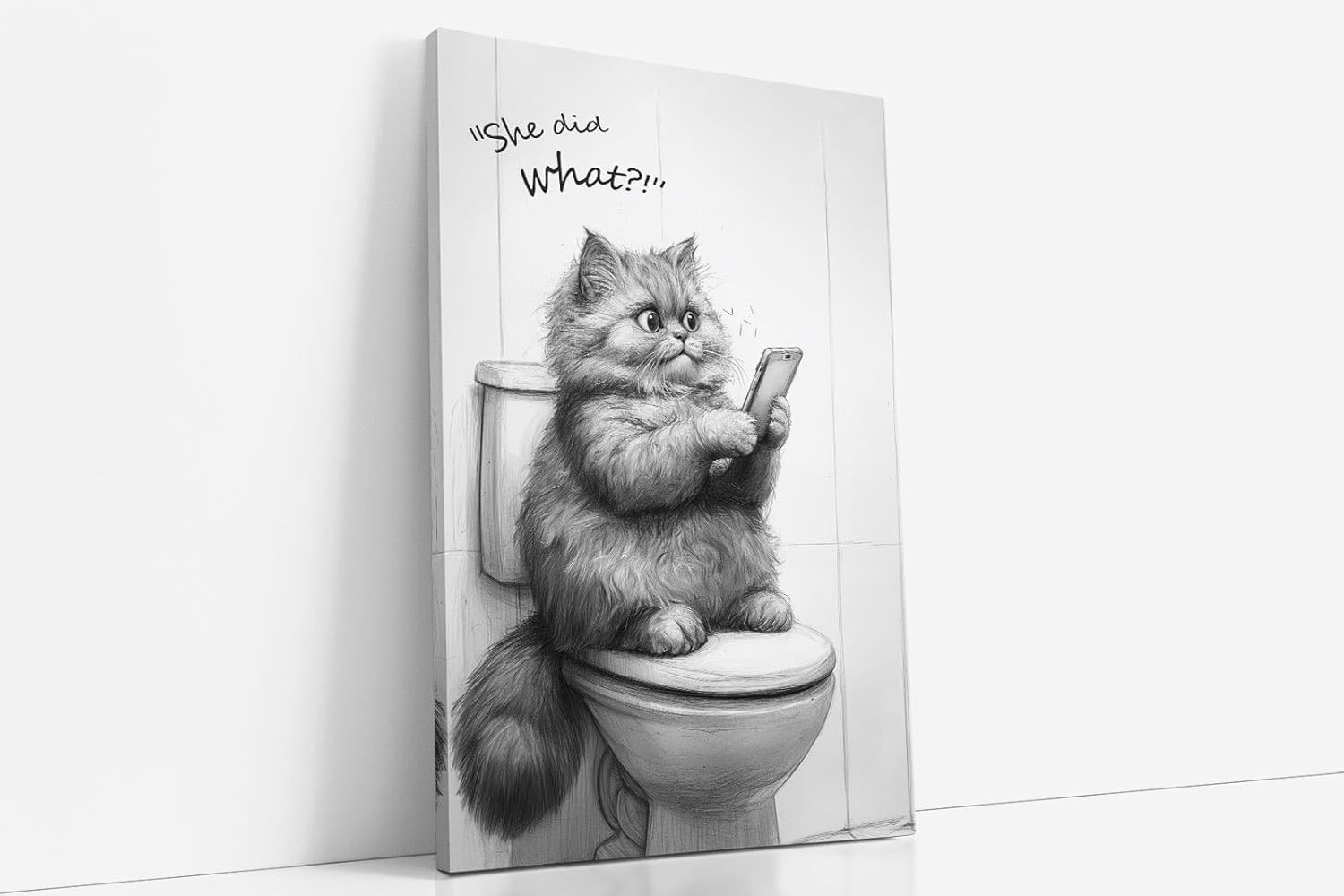 Paul Sinus Poster/Leinwandbild/Rahmenoption Lustiges Katzenbild – Witzige Klo-Deko fürs Gäste-WC – Perfekt für Social-Media-Fans
