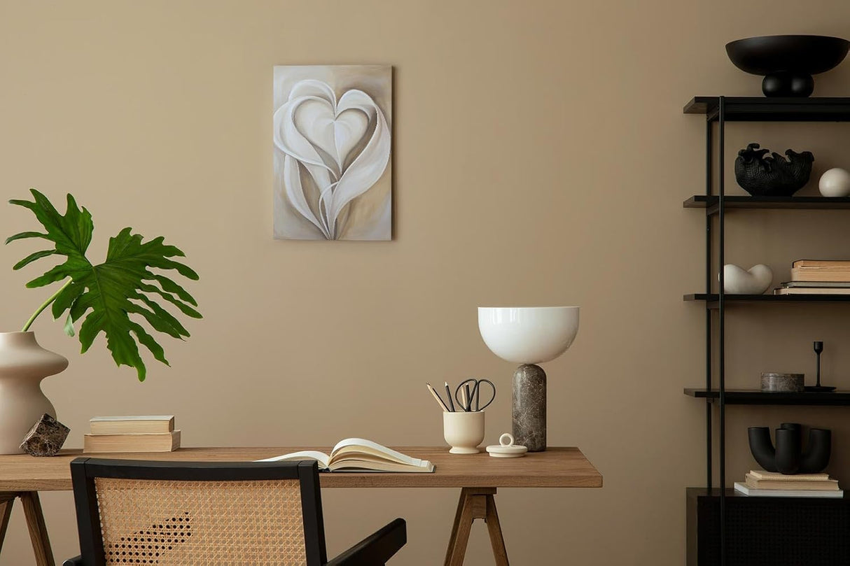 Paul Sinus 60x90cm Wandbild Herzblätter in Beige – Sanfte Formen mit moderner floraler Eleganz Blume
