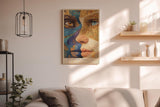 Paul Sinus Wandbild in 40x60cm The Hidden Spell detailreiches abstraktes Porträt zweier Gesichter in Blauund Goldtönen