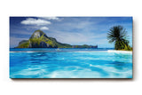 Sinus Art Wandbild 120x80cm Faszinierendes Tropenmotiv mit türkisfarbenem Wasser und exotischer Vegetation