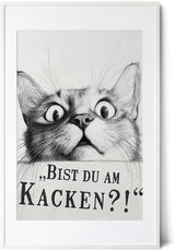 Paul Sinus Poster/Leinwandbild/Rahmenoption Lustiges Katzenbild – Freche Klo-Deko fürs Gäste-WC – Perfekt für Humorvolle