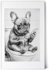 Paul Sinus Poster/Leinwandbild/Rahmenoption Lustiges Hundebild – Witzige Klo-Deko fürs Gäste-WC – Perfekt für Smartphone-Junkies