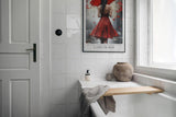 Paul Sinus Leinwandbild 40x60cm Lady in Red – Frau, Rot, Kunst, Regen, Geheimnis, Leidenschaft, Melancholie, Sinnlichkeit, Tropfen, Romantik