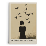 Paul Sinus Leinwandbild 60x90cm Echoes of the Night geheimnisvolle Silhouette mit Vögeln melancholisch minimalistisch nostalgisch ruhige Atmosphäre