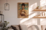 Paul Sinus Wandbild in 40x60cm Coffee First – stilvolles Barista-Porträt mit Kaffeetasse im Vintage-Art-Stil