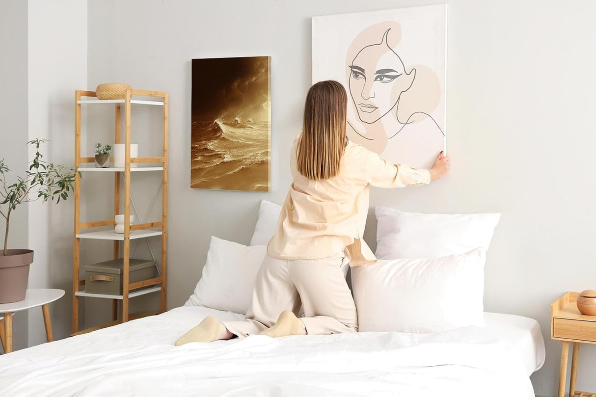 Paul Sinus 60x90cm Wandbild, Atemberaubende Energie in Fokuswellen – Naturgewalt in goldbrauner Ästhetik