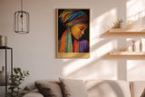 Paul Sinus Wandbild in 40x60cm The Colors of Grace afrikanische Frau mit buntem Kopftuch in detailreicher moderner Malerei für elegante Wohnakzente