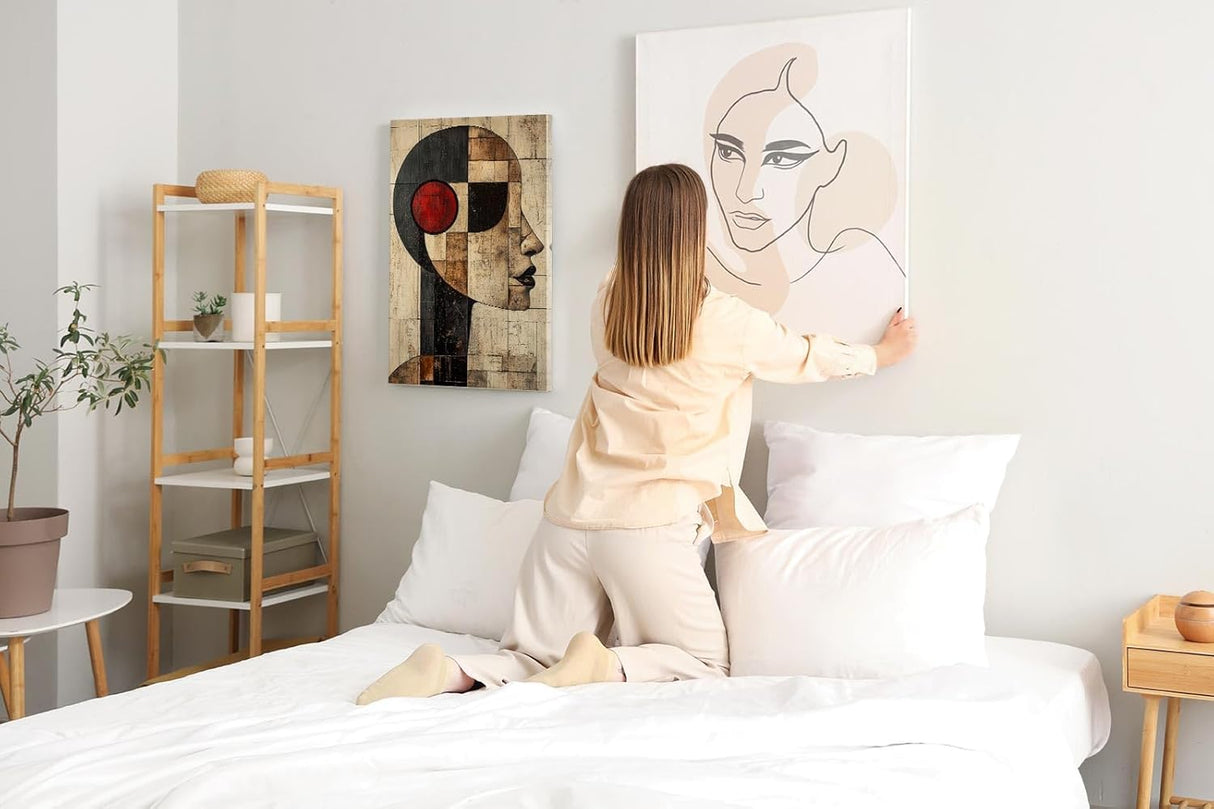 Paul Sinus 60x90cm Wandbild Zeitloser Blick – Modernes Kopfporträt als abstrakte Kunst auf Leinwand Holzrahmen