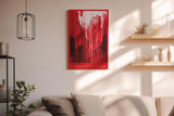 Paul Sinus Wandbild in 40x60cm The Red Veil – Abstraktes Kunstwerk mit dynamischen Linien in kräftigen Rottönen