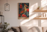 Paul Sinus Wandbild in 40x60cm Autumn Visitor – Detailreiche Darstellung eines farbenprächtigen Vogels zwischen leuchtend roten Beerenzweigen