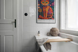 Paul Sinus Leinwandbild 40x60cm Magische Katze leuchtend bunt fantasievoll mystisch detailreich faszinierende Wandkunst voller Muster