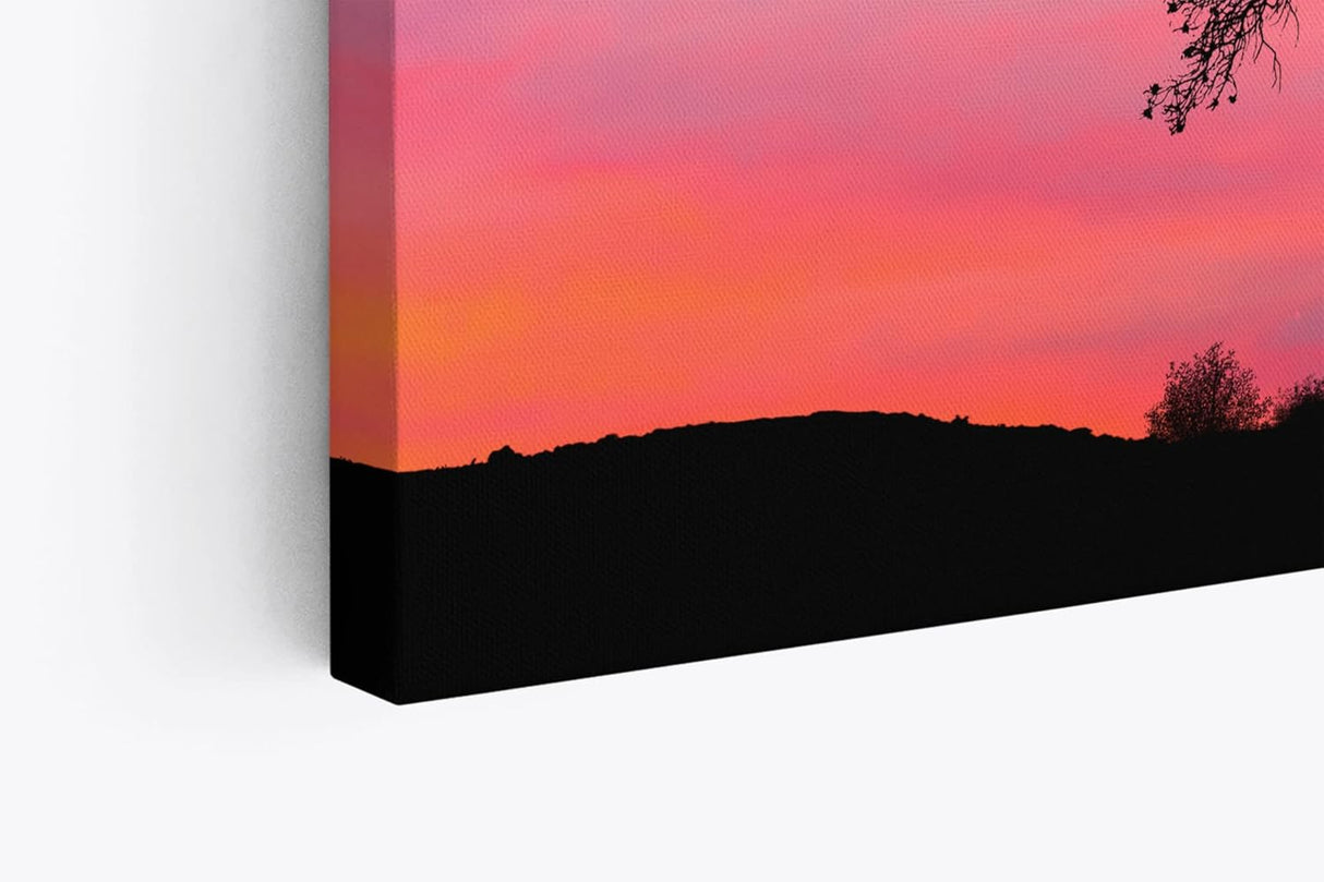 Paul Sinus Wandbild 120x80cm Baum Vollmond Nacht Fantasievoll Vögel Rosa
