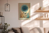 Paul Sinus Wandbild in 40x60cm The Silent Starflower stilisierte Sonnenblume in Blauund Goldtönen moderne Naturkunst auf Leinwand