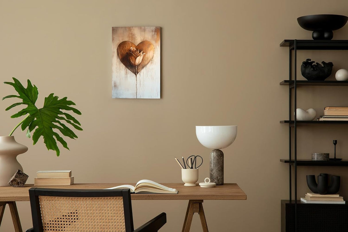 Paul Sinus 60x90cm Wandbild Herzensrose in Kupfer – Ausdrucksvolle Wandkunst mit stilisierter Blume