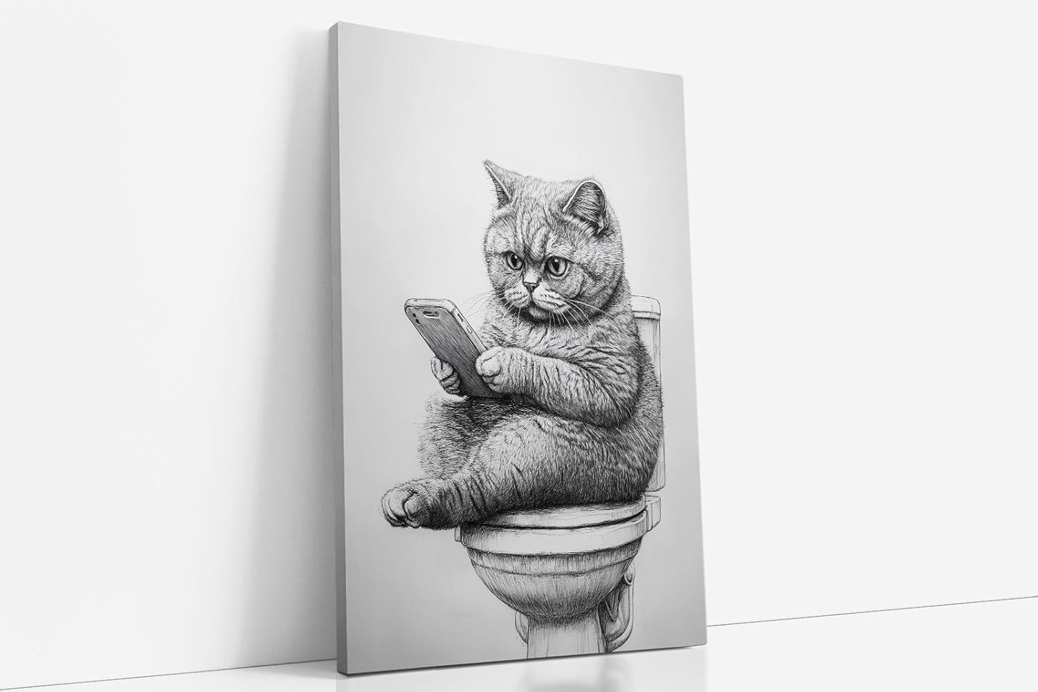 Paul Sinus Poster/Leinwandbild/Rahmenoption Lustiges Katzenbild – Witzige Klo-Deko fürs Badezimmer – Perfekt fürs Gäste-WC