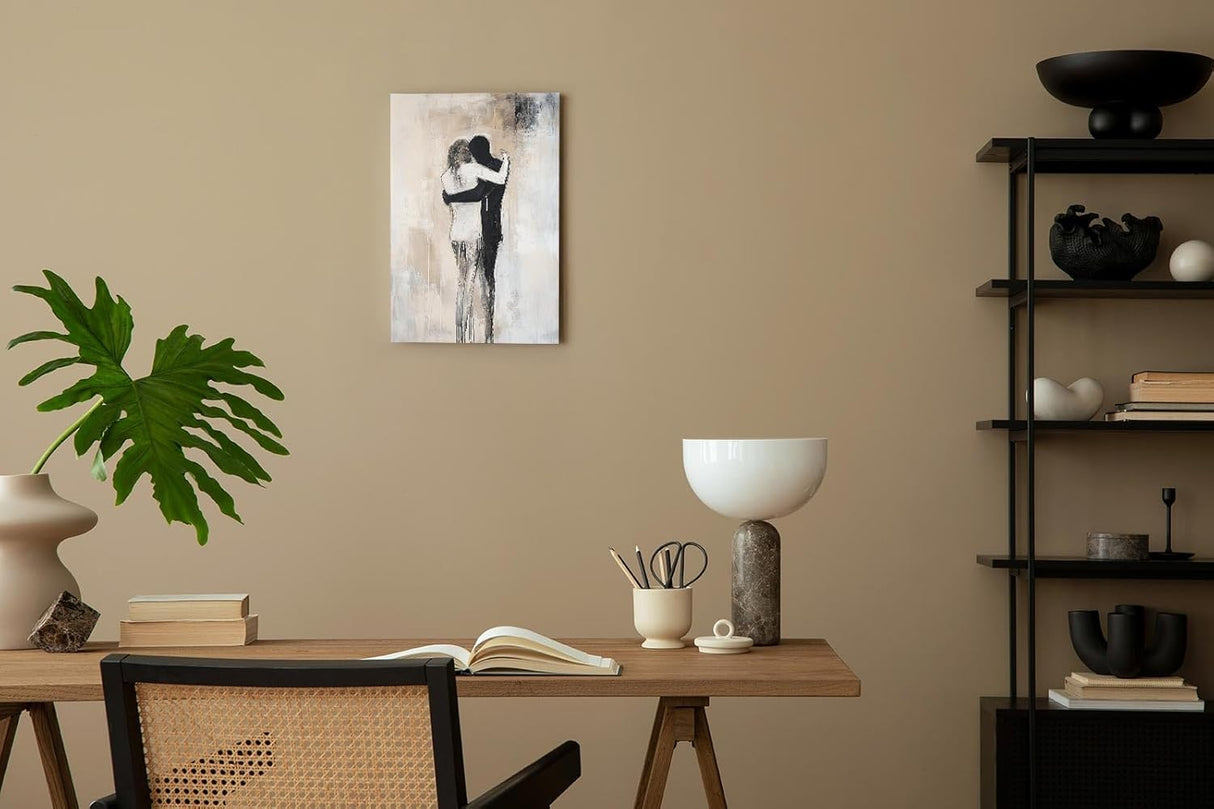 Paul Sinus 60x90cm Wandbild Tiefe Berührung – Emotionales Fokuskunstwerk inniger Umarmung auf Leinwand und Holzrahmen