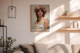 Paul Sinus Wandbild in 40x60cm Summer Bloom romantisches Porträt einer jungen Frau mit Rosenkranz im Haar in zarten Farbtönen