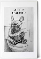 Paul Sinus Poster/Leinwandbild/Rahmenoption Lustiges Hundebild – Witzige Klo-Deko fürs Gäste-WC – Perfekt für Humorvolle