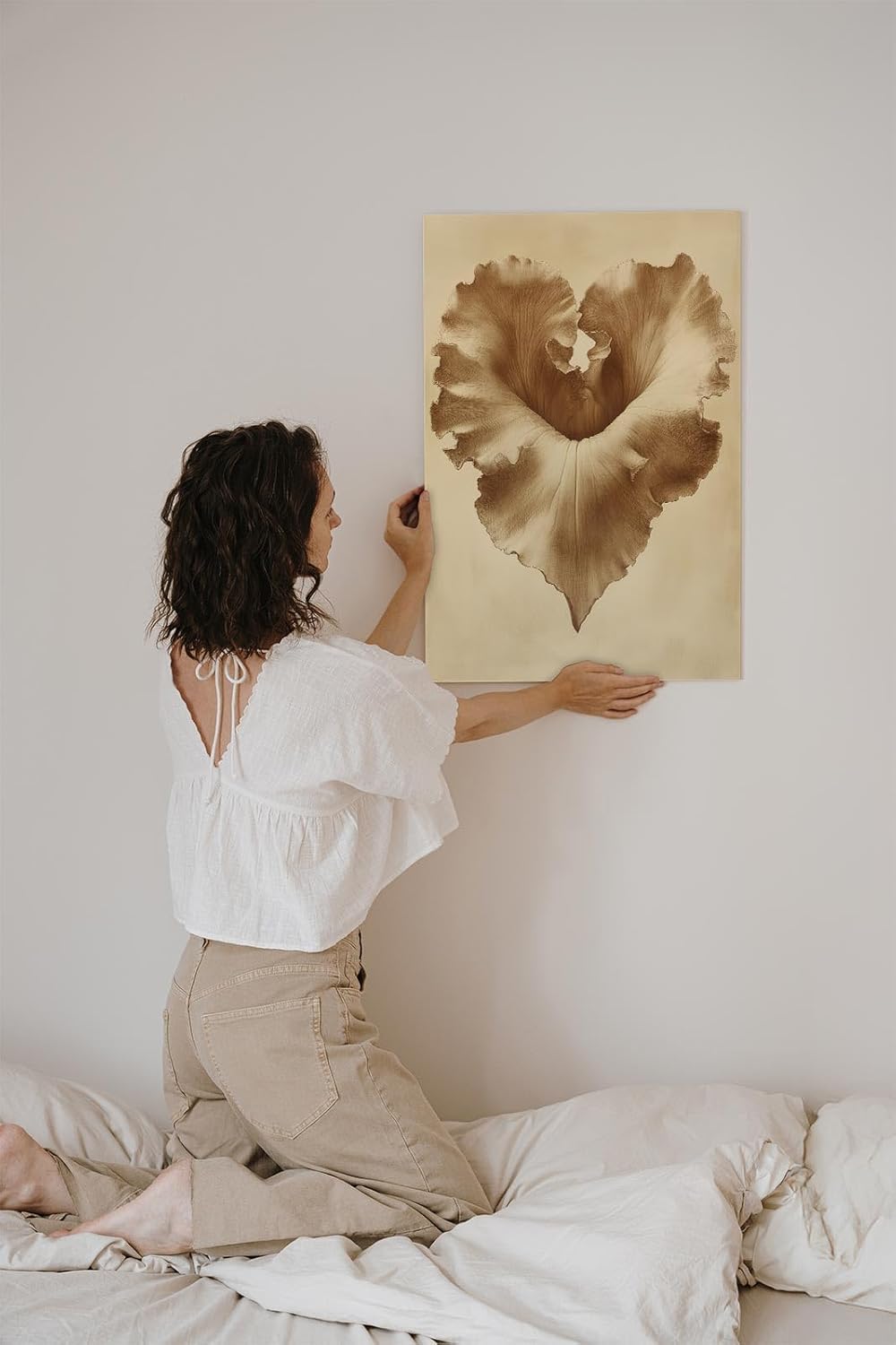 Paul Sinus 60x90cm Wandbild Herzblatt in Sepia – Ausdrucksstarke Naturform mit floraler Anmut Blume