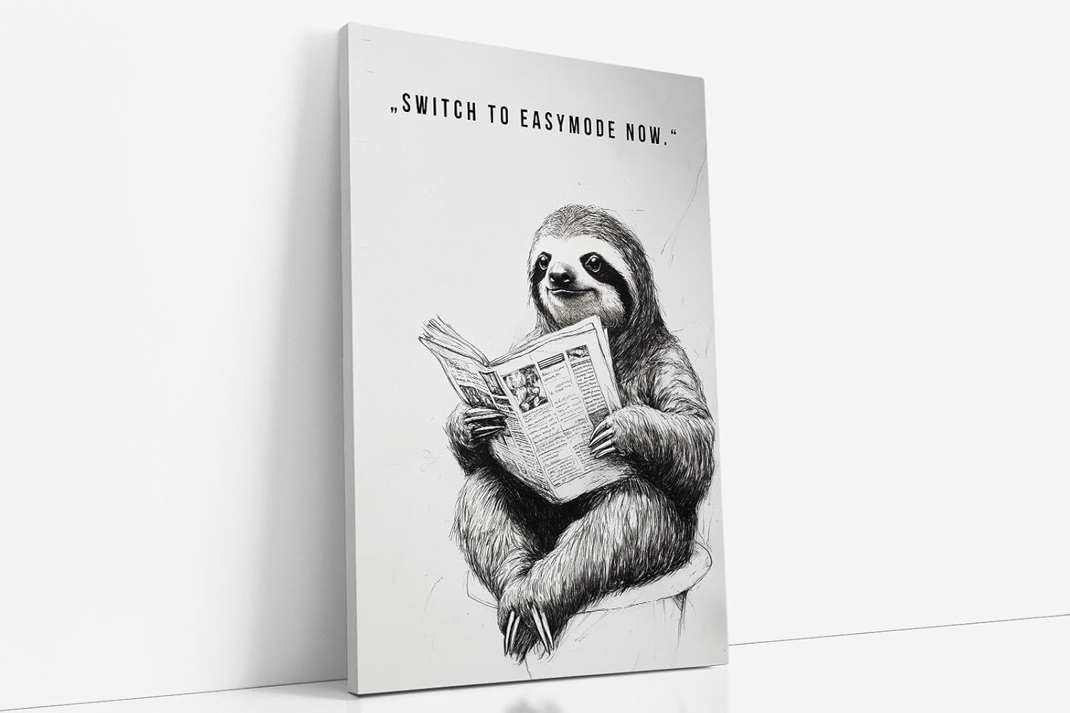 Paul Sinus Poster/Leinwandbild/Rahmenoption Lustiges Faultierbild – Witzige Klo-Deko fürs Gäste-WC – Perfekt für Entspannte