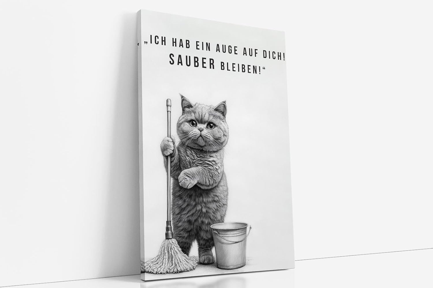 Paul Sinus Poster/Leinwandbild/Rahmenoption Lustiges Katzenbild – Freche Klo-Deko für dein Gäste-WC – Perfekt für Sauberkeitsfans