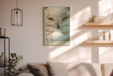 Paul Sinus Wandbild in 40x60cm Nahaufnahme einer weißen Schneeeule – detailreiches Tierporträt mit intensiven Augen