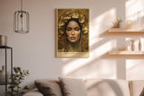 Paul Sinus Wandbild in 40x60cm The Divine Bloom – Majestätisches Porträt mit goldener Blumenkrone und feinen Details