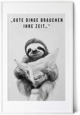 Paul Sinus Poster/Leinwandbild/Rahmenoption Lustiges Faultierbild – Witzige Klo-Deko fürs Gäste-WC – Perfekt für Geduldige