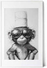 Paul Sinus Poster/Leinwandbild/Rahmenoption – Cooler Affe mit Klopapierhut – Witzige WC-Deko für dein Badezimmer
