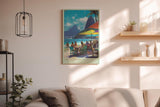 Paul Sinus Wandbild in 40x60cm Rio de Janeiro Strandansicht mit Zuckerhut, Sonnenschirmen und lebendiger Café-Szene in sommerlicher Farbigkeit