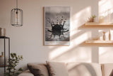 Paul Sinus Wandbild in 40x60cm The Ink Crown – Schwarz-Weiß-Aufnahme einer Wasserkrone im Moment des Aufpralls