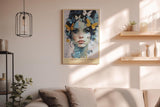 Paul Sinus Wandbild in 40x60cm The Butterfly Mind – farbintensives Porträt einer Frau mit Schmetterlingen im Haar in moderner Kunstoptik