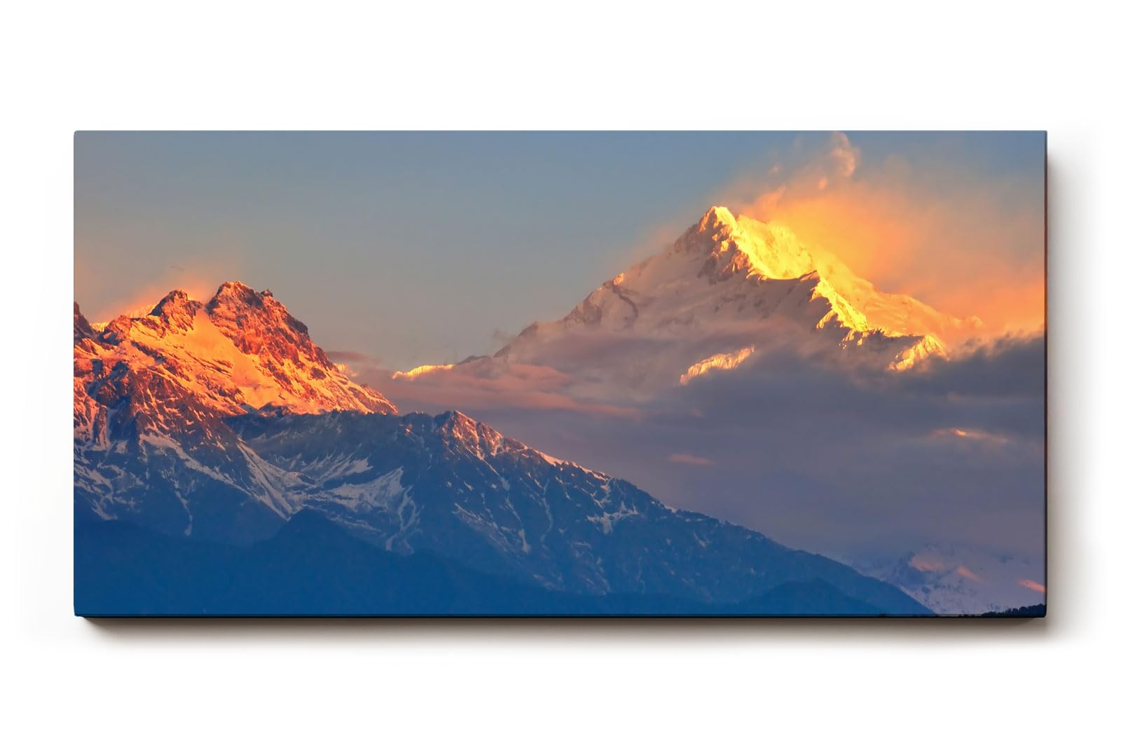 Sinus Art Wandbild 120x80cm Strahlende Bergspitzen in warmem Licht mit magischer Atmosphäre
