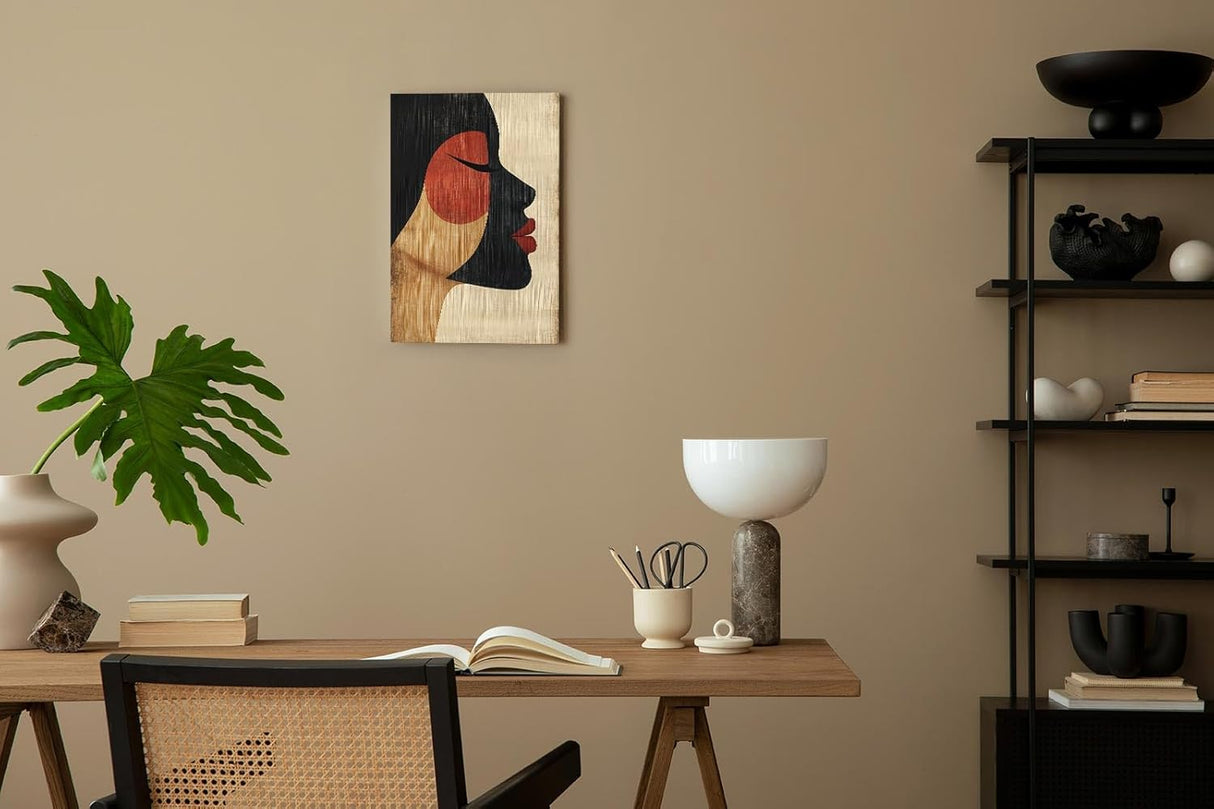 Paul Sinus 60x90cm Wandbild Sanfte Kontur – Stilvolles Frauenporträt in abstrakter Form auf Leinwand Holzrahmen