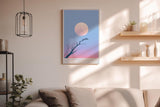 Paul Sinus Wandbild in 40x60cm Dusk Chorus Vögel auf einem Ast vor großem Mond im pastellfarbenen Abendhimmel