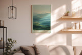 Paul Sinus Wandbild in 40x60cm Fields of Stillness – beruhigende Hügellandschaft in zarten Grünund Blautönen für harmonische Raumgestaltung
